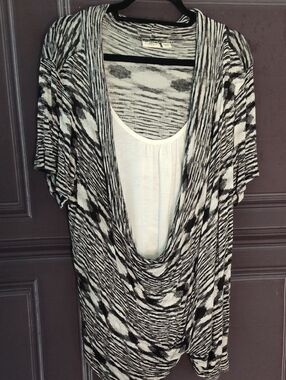 Cato Black & White Striped Knit Top with Subtle Texture